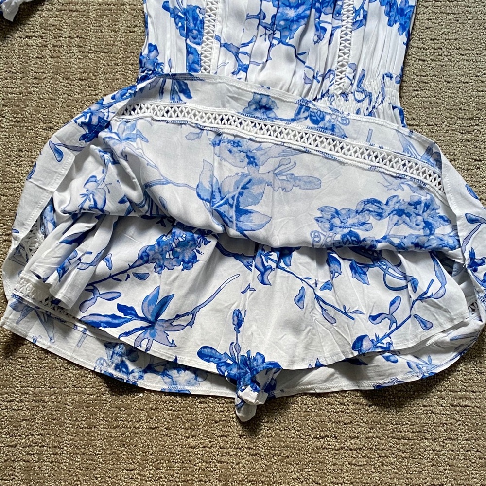 NWT LF Rumor Boutique Blue Floral Romper Dress - Picture 8 of 11